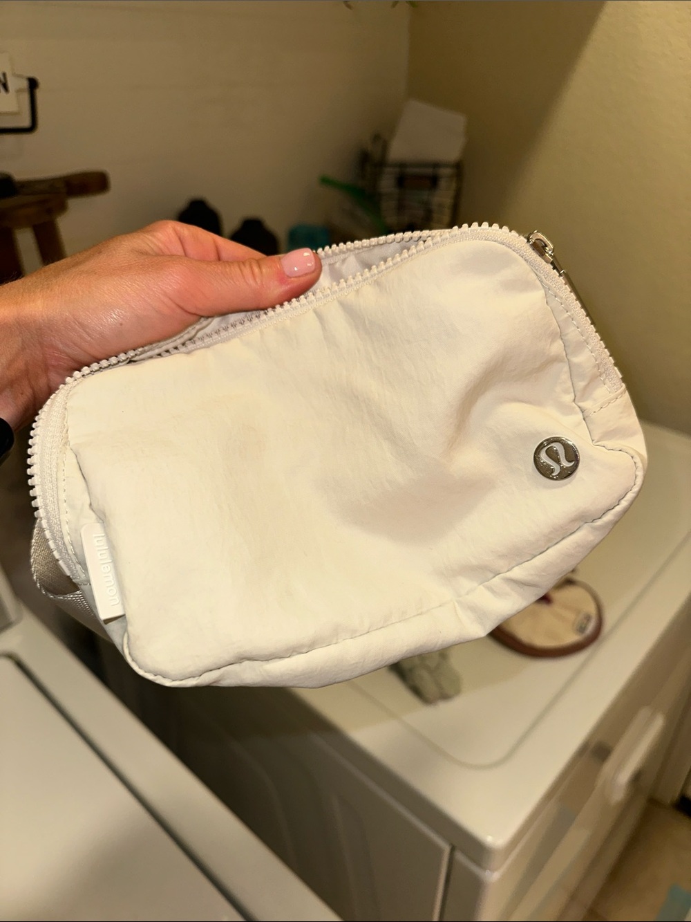 lululemon athletica small white logo wristlet pouch